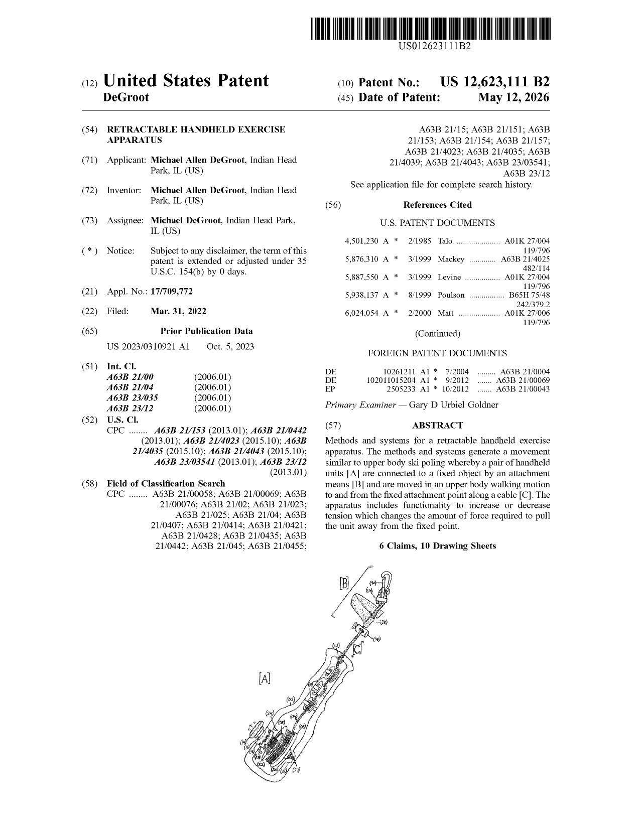 DeGroot Patent 12623111 cover page